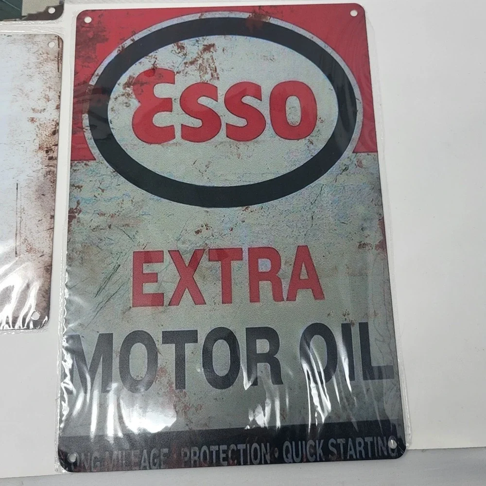 Lot Of 4 Mancave Garage Vintage Gas Oil Stihl Retro Look Metal Signage Signs